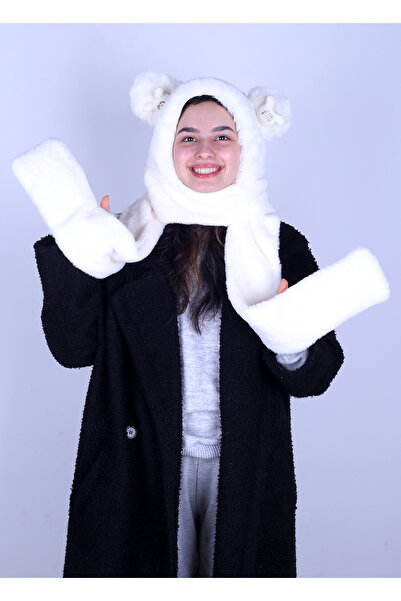 Knock Knock Knockknock Hooded Welsoft Plush Beanie - Scarf - Fleece Neck Collar Shawl - Eared Hat