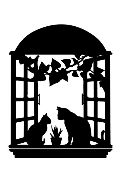 Generic Brand Cat Love in the Window Wall Decor Sticker 45 X 60 cm