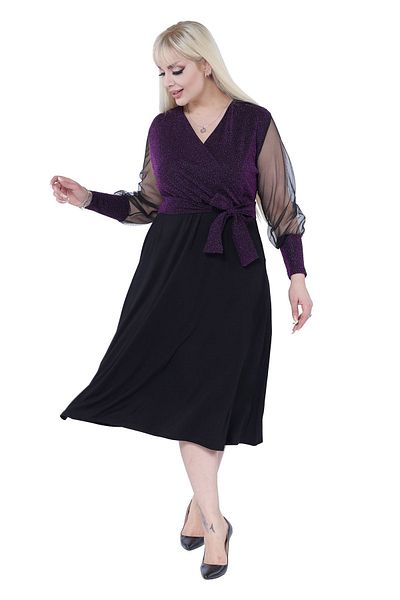 modayız Διπλό γιακά Glittery Chic Plus Size Φόρεμα 4b-2298