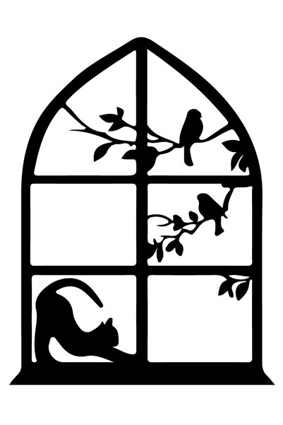 BİLGİMOLA ملصق ديكور جداري على شكل قطة في النافذة مقاس 45 × 60 سم