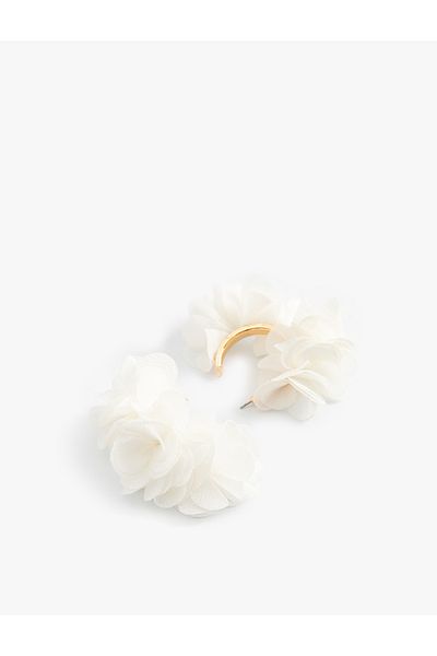 Koton Floral Hoop Earrings Voluminous