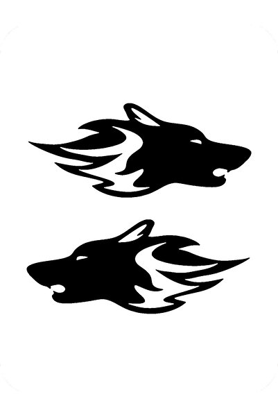 FARKSHP ملصق عالي الجودة على شكل رأس ذئب شرق-غرب، قطعتان، 30 × 15 سم