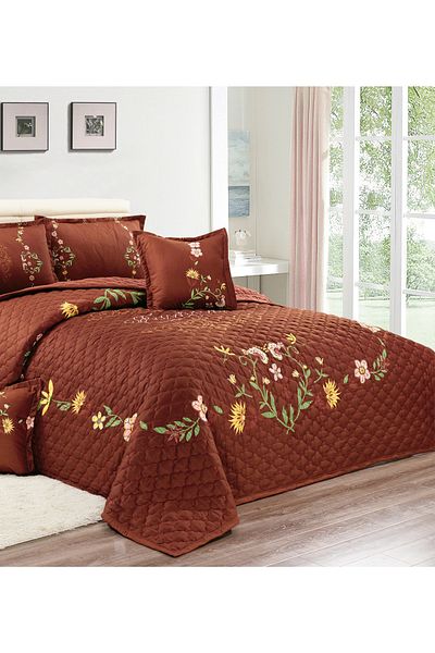 Generic Floral Compressed Comforter Set, 160 x 210 cm Twin Size Reversible 4 pcs Bedding Set, Multicolor