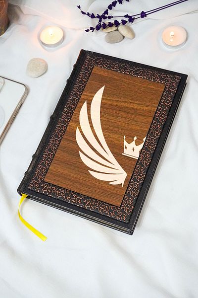 markcat Caiet cu dungi cu model din piele termică și lemn - cadou (17x24 cm, 320 pagini)