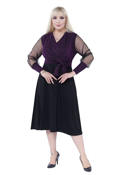 modayız Διπλό γιακά Glittery Chic Plus Size Φόρεμα 4b-2298