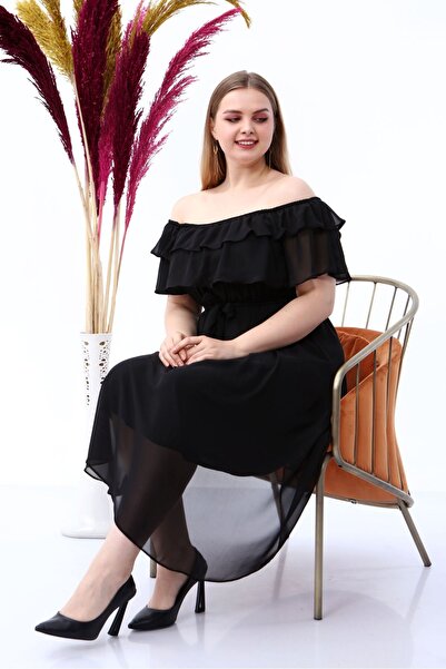 modayız Φόρεμα από σιφόν μεγάλου μεγέθους Karmen Collar 30A-1810