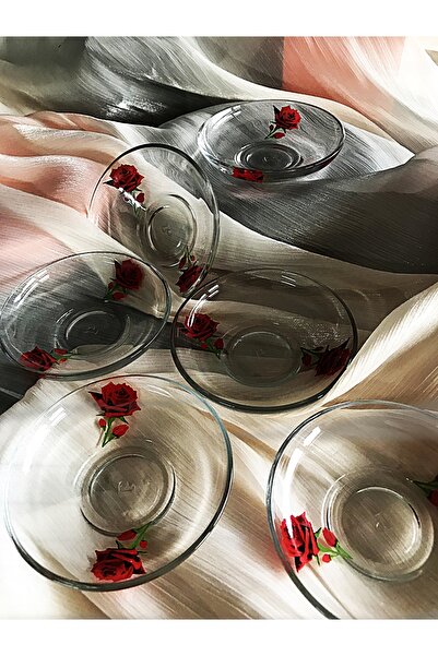 DECOSTYLE Pasabahce 6-Piece Rose Model Tea Plate