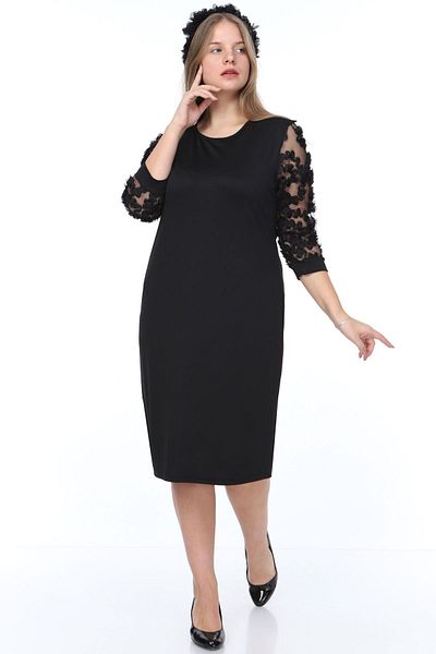 modayız Φόρεμα με μανίκια Tulle Ruffle Plus Size 20y-0897