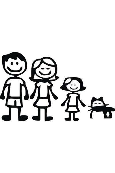 Generic Brand Tabby Cat and His Family Wall Decor Sticker 40 X 24 cm