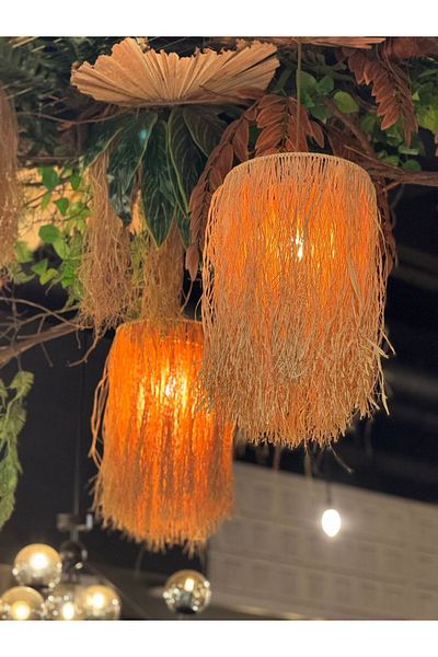 Maison Avf Bohemian Chandelier - 2-Piece Raffia Wicker Design (2 PCS)