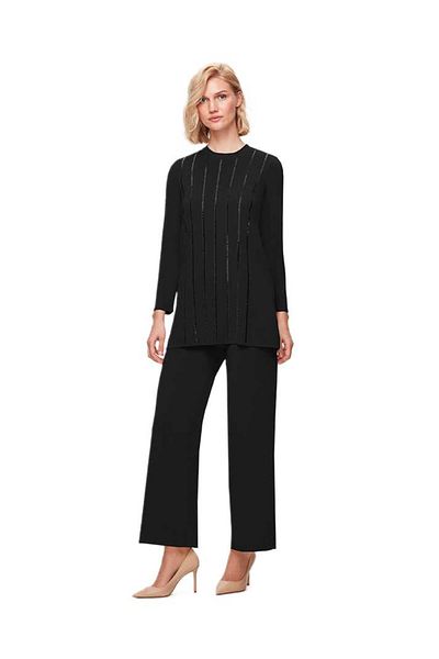 MISS DALIDA Black Front Stone Stripe Knitwear Tunic T25K-6013