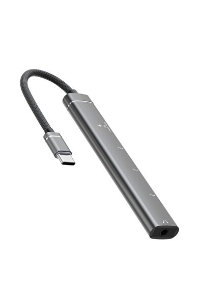Coverzone Type-C Hub, 5in1, 2 Adet Type-C, 2 Adet USB-A Çoklayıcı, 3,5 mm Kulaklık Çıkışlı USB C Hub H03