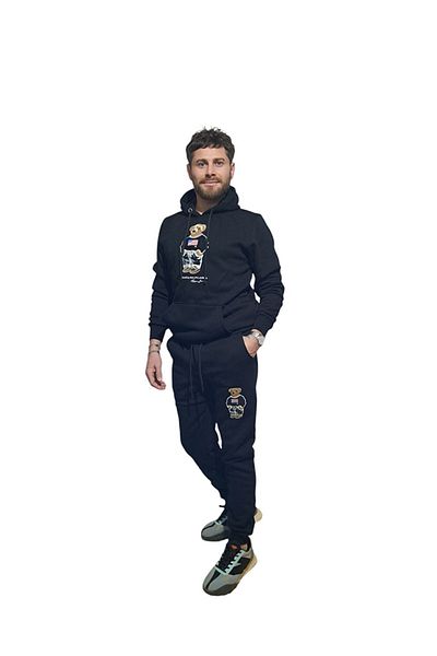 Çarşı35 Hooded Unisex Tracksuit Set - Teddy Bear Embroidery, 3 Thread Cotton