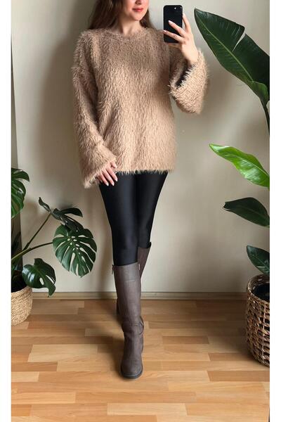 Butik SÜTLÜ KAHVE OVERSİZE SAKALLI KAZAK