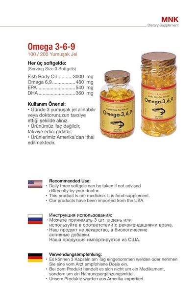 Mnk Omega 3 6 9 Fish Oil 100 Softgel Us