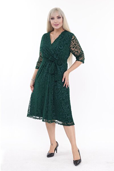 modayız Βραδινό φόρεμα με διπλό γιακά μεγάλου μεγέθους 9A-2206