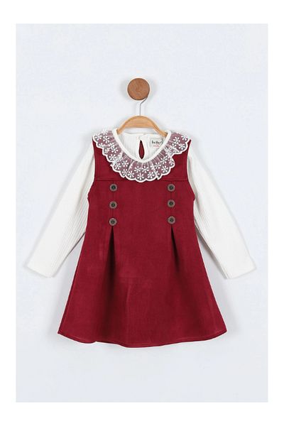 BERNEO Rochie din piele intoarsa pentru fete cu dantela Badi Rochie din piele intoarsa pentru fete
