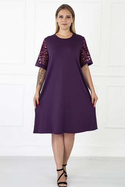 modayız Φόρεμα με μανίκια κιμονό μωβ Plus Size 31b-1186