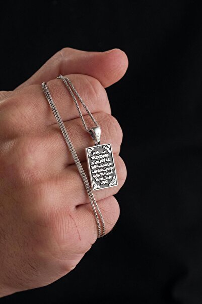 Tmt Silver Gümüş Ayetel Kürsi Ayet Dikdörtgen Model Kolye