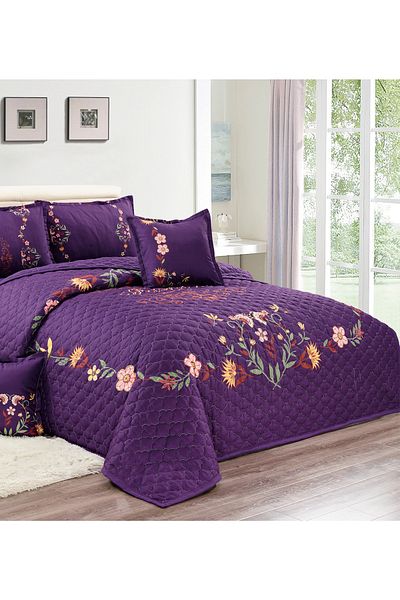 Generic Floral Compressed Comforter Set, 220 x 240 cm King Size Reversible 6 pcs Bedding Set, Multicolor