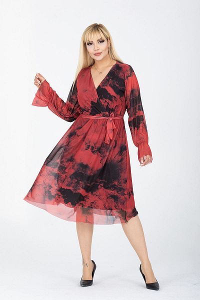 modayız Double Breasted Collar Plus Size Long Sleeve Dress 35B-2411