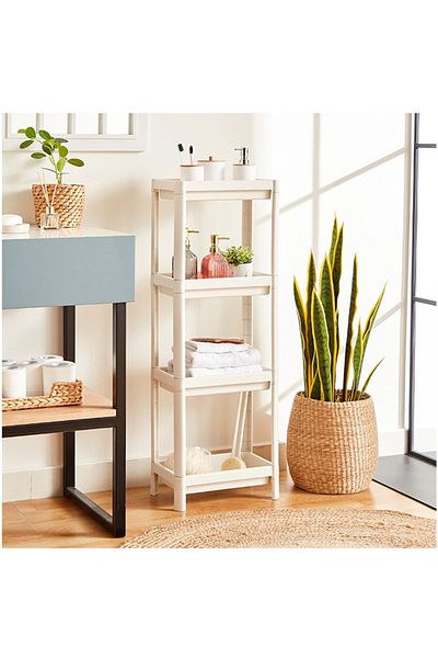 Taimi 4 Layer Unit Rectangle Shelf White 36x100x23 cm