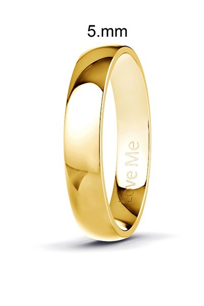 Love Me 5mm 1 Adet Yeni Üretim Parlak Altın Renk Kararmaz Unisex Çelik Alyans...