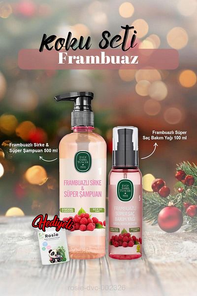 Eyüp Sabri Tuncer 500 ml Shampoo with Raspberry - Care Oil 100 ml and Rosie Gift