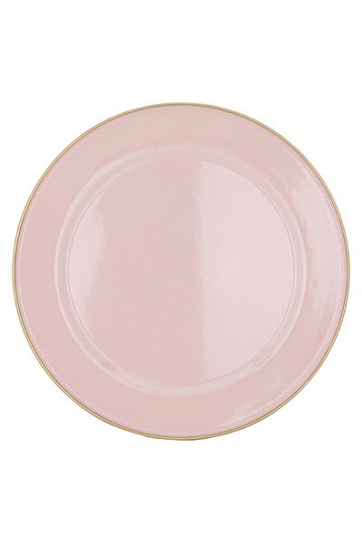 Alsaif Gallery Al Saif Gallery Steel Serving Plate, 30 cm, Round - Light Pink
