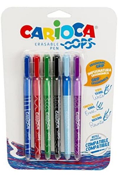 STOREMAX Yiltershop Oops Set of 6 Erasable and Ballpoint Blister Pens - 1030188