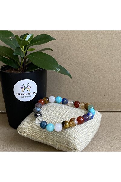 Zodyak Doğal Taş 7 Main Chakra Natural Stone Design Bracelet Sealed 8 mm