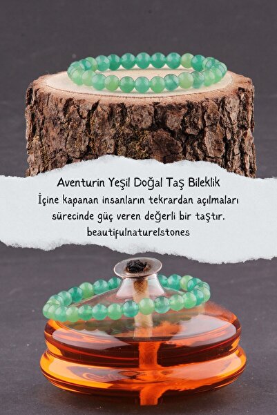 LADIN DOGALTAŞ سوار من الحجر الطبيعي الأخضر افينتورين (بركات الحظ) 8 ملم