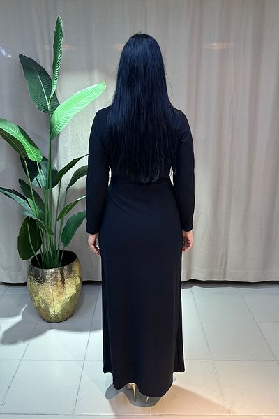 GÖKSEL Sequin Plus Size Dress with Knot Detail - Black