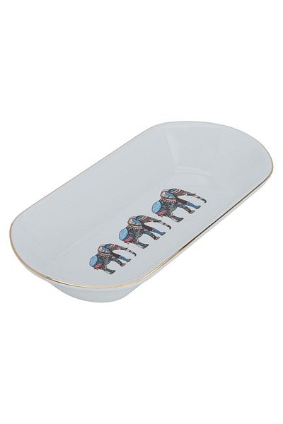 Alsaif Gallery Al Saif Gallery porcelain serving plate, 29 cm, elephant pattern - white