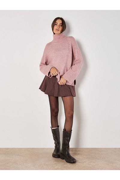 Apricot Rollkragenpullover mit klobiger Marmorierung