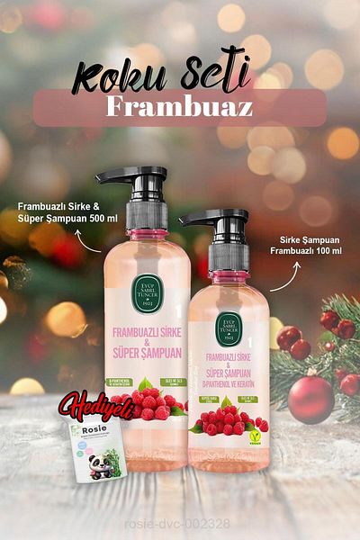 Eyüp Sabri Tuncer 100 ml Shampoo, Raspberry Shampoo 500 ml and Rosie Gift