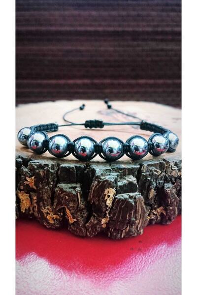 Zodyak Doğal Taş Terahertz Stone Macrame Braided Bracelet