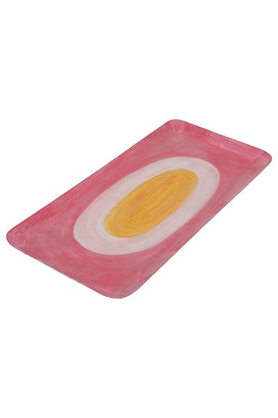 Alsaif Gallery Al Saif Gallery Steel Sweet Serving Plate, 2 x 20.5 x 42, Rectangle - Pink