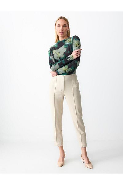 Jimmy Key Mink High Waist Regular Leg Straight Cut Knitted Trousers
