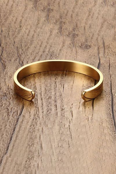 Chavin Gold Handcuffs Design Steel Men's Bracelet Ds82Sr