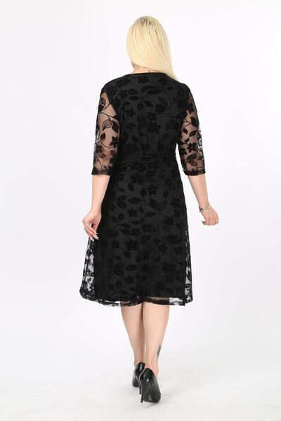 modayız Βραδινό φόρεμα με διπλό γιακά μεγάλου μεγέθους 9A-2146