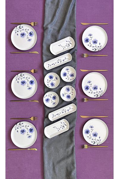QUEEN Purple Violet 6-Piece 14 Piece Breakfast Set