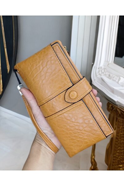 KY Tan Brown Color Soft Leather Women's Wallet - Card Holder Large Size