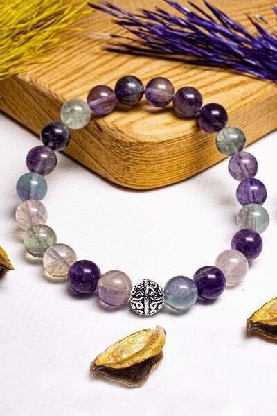 Zodyak Doğal Taş سوار حجر فلوريت عالي الجودة AAA+ - معتمد مع جهاز فضي