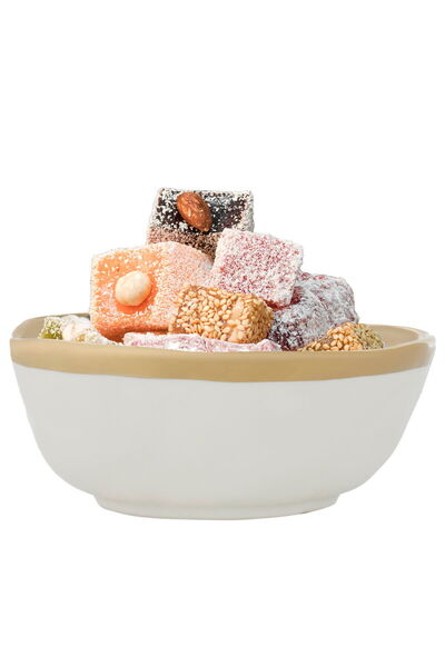 Alsaif Gallery Al Saif Gallery Porcelain Bowl, 16x16x6.5 cm, gold line, mediu...