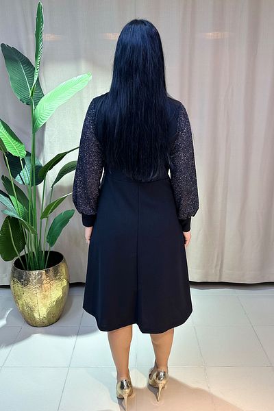GÖKSEL Plus Size Dress with Sequin Detail - Black