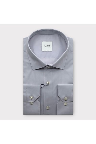 KAMER Men Regular Fit Tericoton Grey Shirt 3400g2
