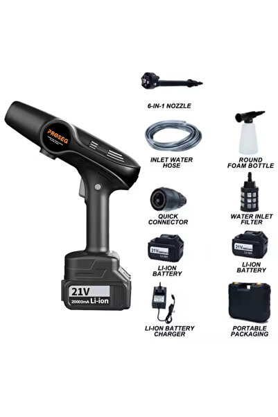 Proseg Araç Yıkama Makinesi Şarjlı 1200 Mah Batarya Hayvan Yıkama, Bahçe Sulama Makinesi Pr-ac96 Huracan