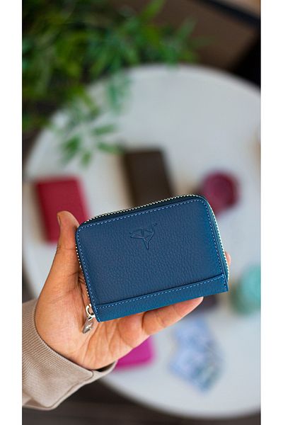 Garbalia Portofel unisex albastru petrol cu ​​fermoar pentru monede din piele naturală Sydney
