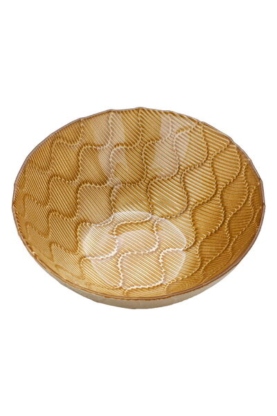 Alsaif Gallery Saif Gallery Glass Serving Bowl, 15 x 15 x 6 cm - Gold